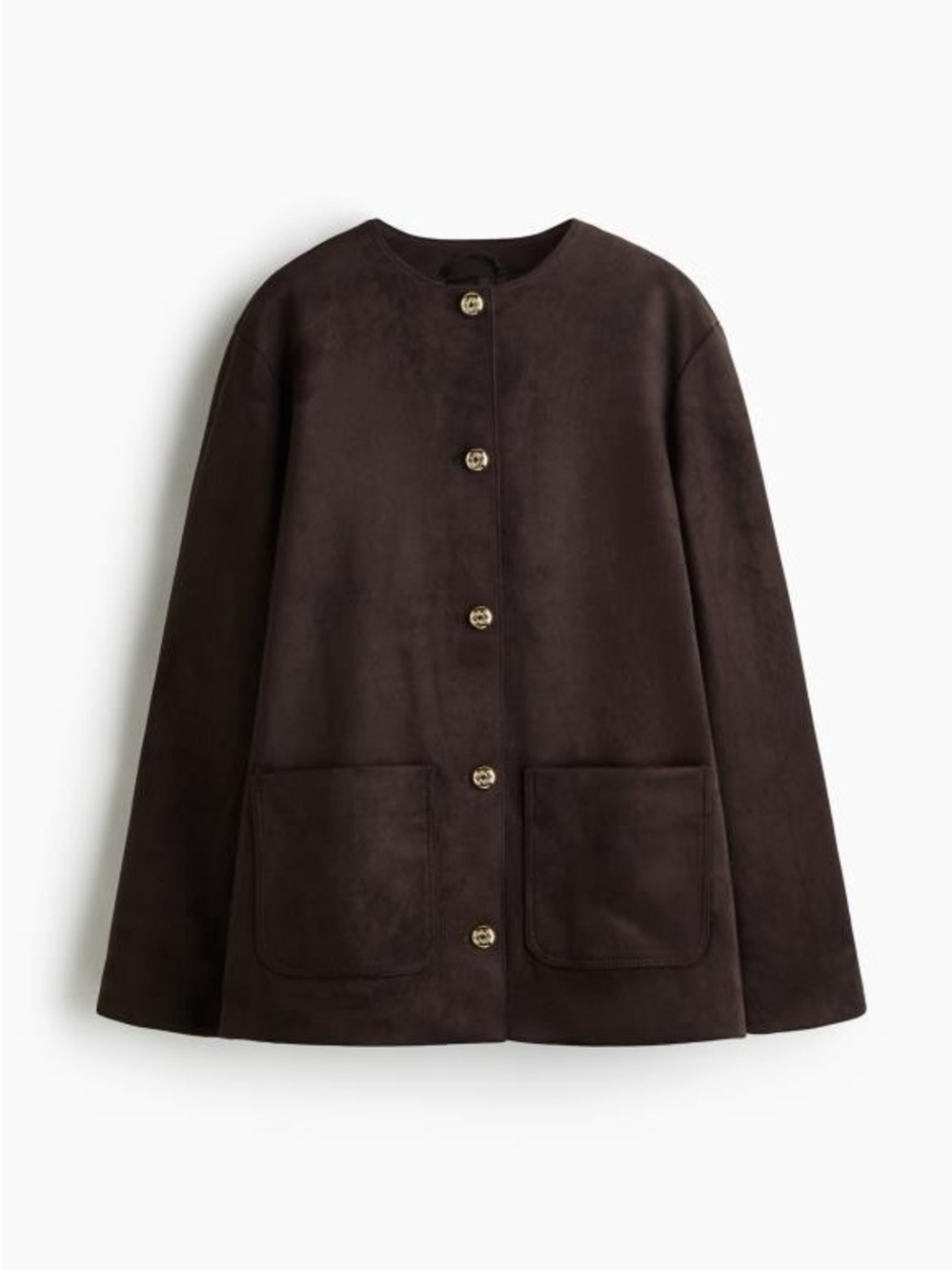 H&M Brown Suede Jacket with Gold Buttons - Picture 2 of 3